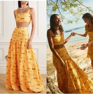 Agua Bendita Linen Dragonfly Skirt Set Medium